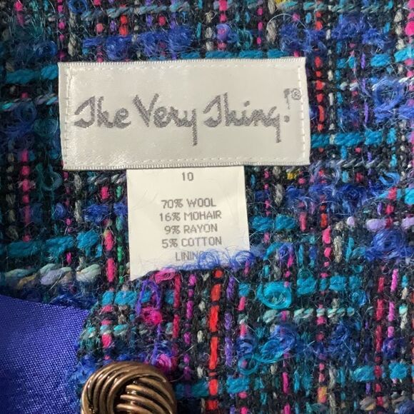 Vintage The Very Thing Wool Mohair Colorful Tweed Long Sleeve Lined Jacket Sz 10 - Picture 7 of 7